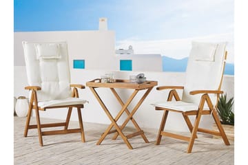 Hagestol 2 stk Akasietre med pute JAVA - Tre/natur - Hagemøbler & utemiljø - Balkong & terrasse - Balkongmøbler - Balkongstoler