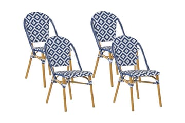 Hagestol 4 stk blå/Hvit mønster RIFREDDO - Blå - Hagemøbler & utemiljø - Balkong & terrasse - Balkongmøbler - Balkongstoler