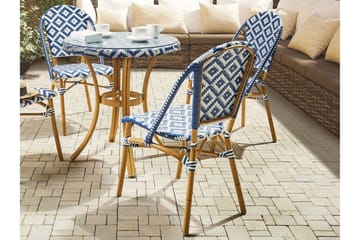 Hagestol 4 stk blå/Hvit mønster RIFREDDO - Blå - Hagemøbler & utemiljø - Balkong & terrasse - Balkongmøbler - Balkongstoler