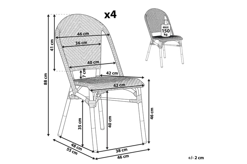 Hagestol 4 stk blå/Hvit mønster RIFREDDO - Blå - Hagemøbler & utemiljø - Balkong & terrasse - Balkongmøbler - Balkongstoler