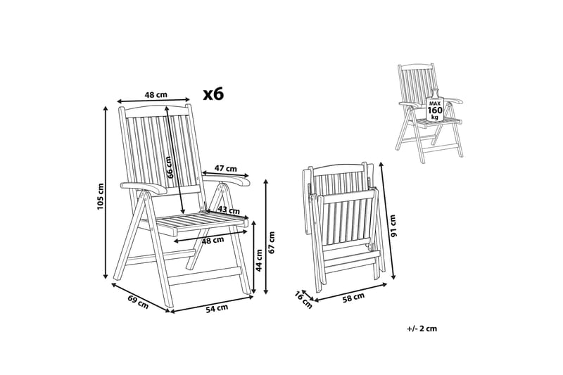 Hagestol 6 akasietre lys brun JAVA - Tre / Natur - Hagemøbler & utemiljø - Balkong & terrasse - Balkongmøbler - Balkongstoler