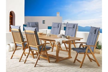 Hagestol 6 akasietre med pute i blå JAVA - Tre / Natur - Hagemøbler & utemiljø - Balkong & terrasse - Balkongmøbler - Balkongstoler