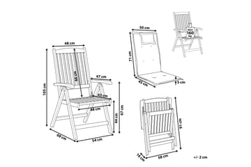 Hagestol 6 akasietre med pute i blå JAVA - Tre / Natur - Hagemøbler & utemiljø - Balkong & terrasse - Balkongmøbler - Balkongstoler