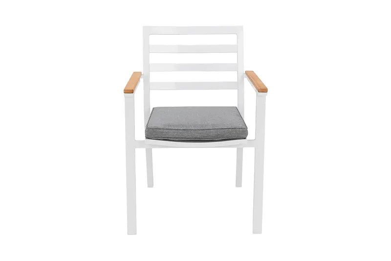 Oliver karmstol utendørs med pute - Hvit/teak/grå - Hagemøbler & utemiljø - Balkong & terrasse - Balkongmøbler - Balkongstoler