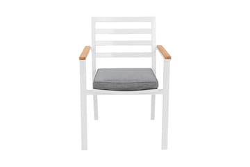 Oliver Stol inkl Pute - Hvit/Teak - Hagemøbler & utemiljø - Balkong & terrasse - Balkongmøbler - Balkongstoler