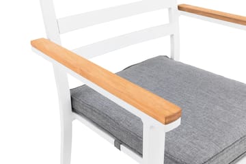 Oliver Stol inkl Pute - Hvit/Teak - Hagemøbler & utemiljø - Balkong & terrasse - Balkongmøbler - Balkongstoler