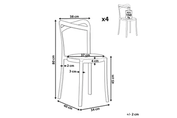 Stol 4 st Hvit CAMOGLI - Hvit - Hagemøbler & utemiljø - Balkong & terrasse - Balkongmøbler - Balkongstoler