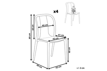 Tredgårdsstol 4 st Hvit/grå SPEZIA - Hvit - Hagemøbler & utemiljø - Balkong & terrasse - Balkongmøbler - Balkongstoler