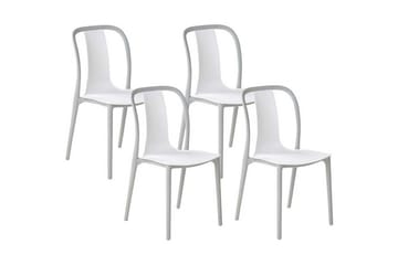 Tredgårdsstol 4 st Hvit/grå SPEZIA - Hvit - Hagemøbler & utemiljø - Balkong & terrasse - Balkongmøbler - Balkongstoler