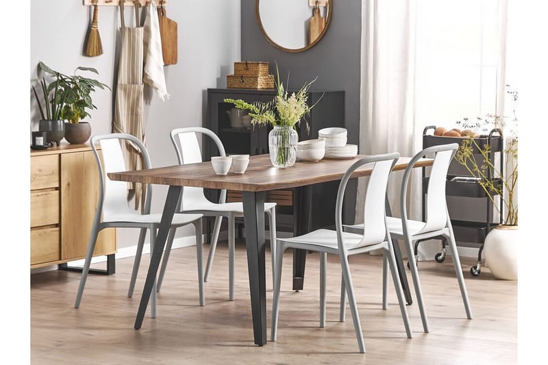 Tredgårdsstol 4 st Hvit/grå SPEZIA - Hvit - Hagemøbler & utemiljø - Balkong & terrasse - Balkongmøbler - Balkongstoler