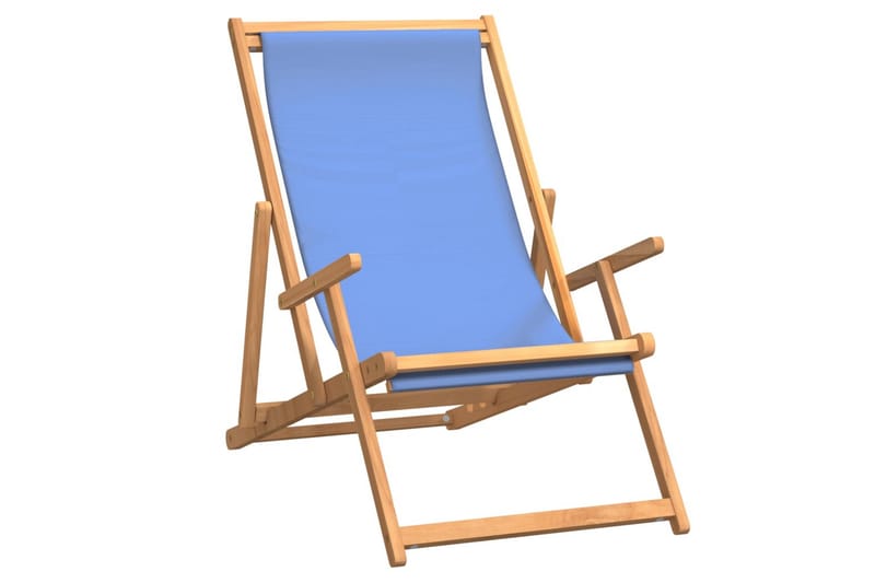 beBasic Sammenleggbar strandstol heltre teak blå - BlÃ¥ - Balkongstoler - Strandstol - Strandstoler & campingstoler