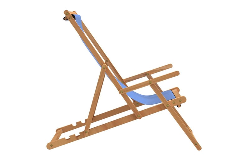 beBasic Sammenleggbar strandstol heltre teak blå - BlÃ¥ - Balkongstoler - Strandstol - Strandstoler & campingstoler