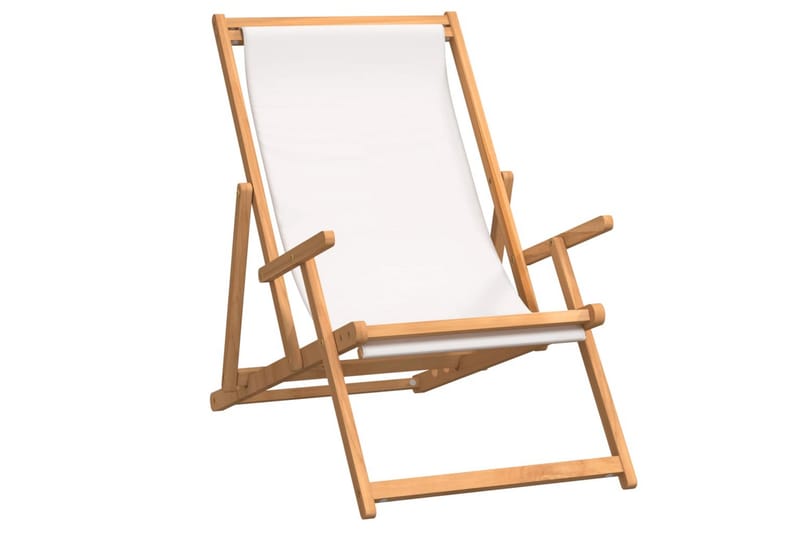 beBasic Sammenleggbar strandstol heltre teak kremhvit - Balkongstoler - Strandstol - Strandstoler & campingstoler