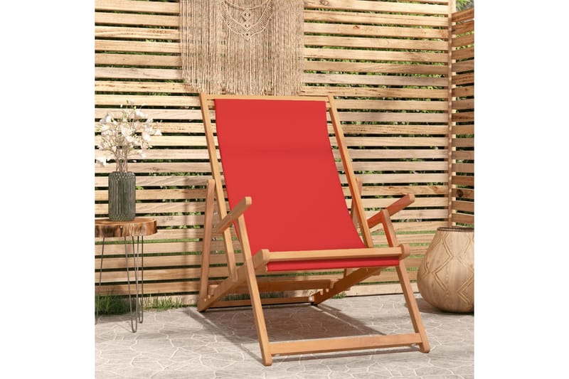 beBasic Sammenleggbar strandstol heltre teak rød - Strandstoler & campingstoler - Strandstol - Balkongstoler