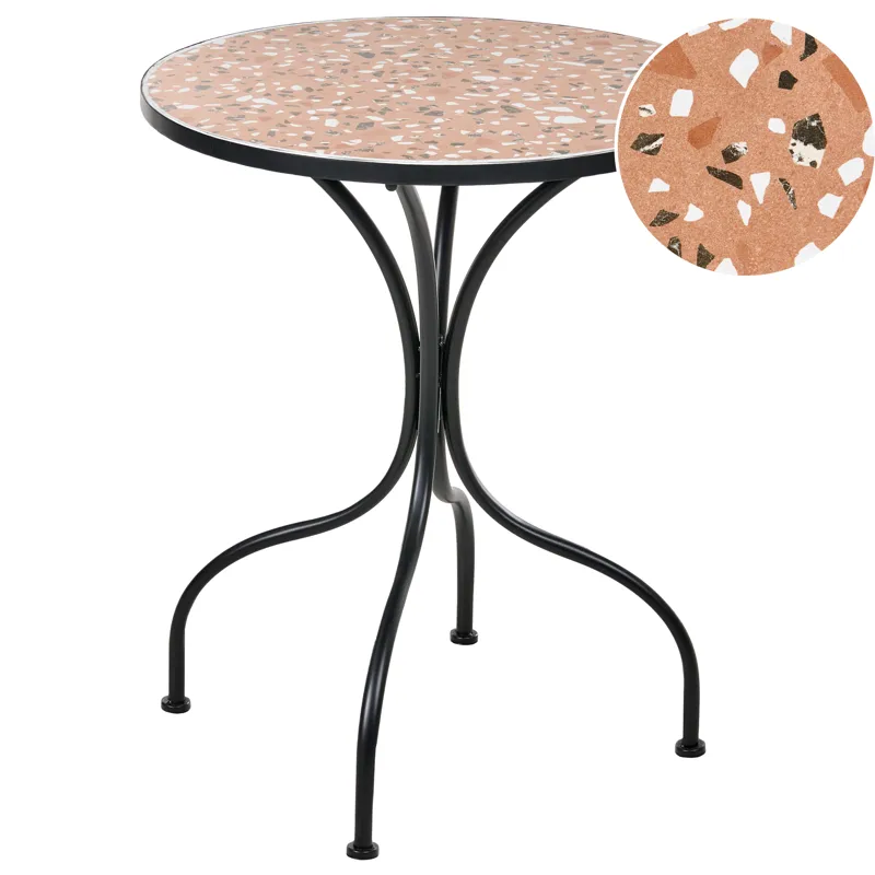 Bistrobord utendørs Adrano 60 cm terrazzoeffekt Jern, Svart/Oransje
