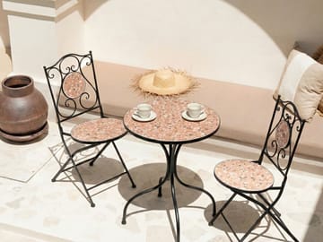 Bistrobord utendørs Adrano 60 cm terrazzoeffekt Jern - Svart/Oransje - Hagemøbler & utemiljø - Balkong & terrasse - Balkongmøbler - Balkongbord