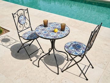 Bistrobord utendørs Aggius 60 cm Jern - Svart/Blå - Hagemøbler & utemiljø - Balkong & terrasse - Balkongmøbler - Balkongbord