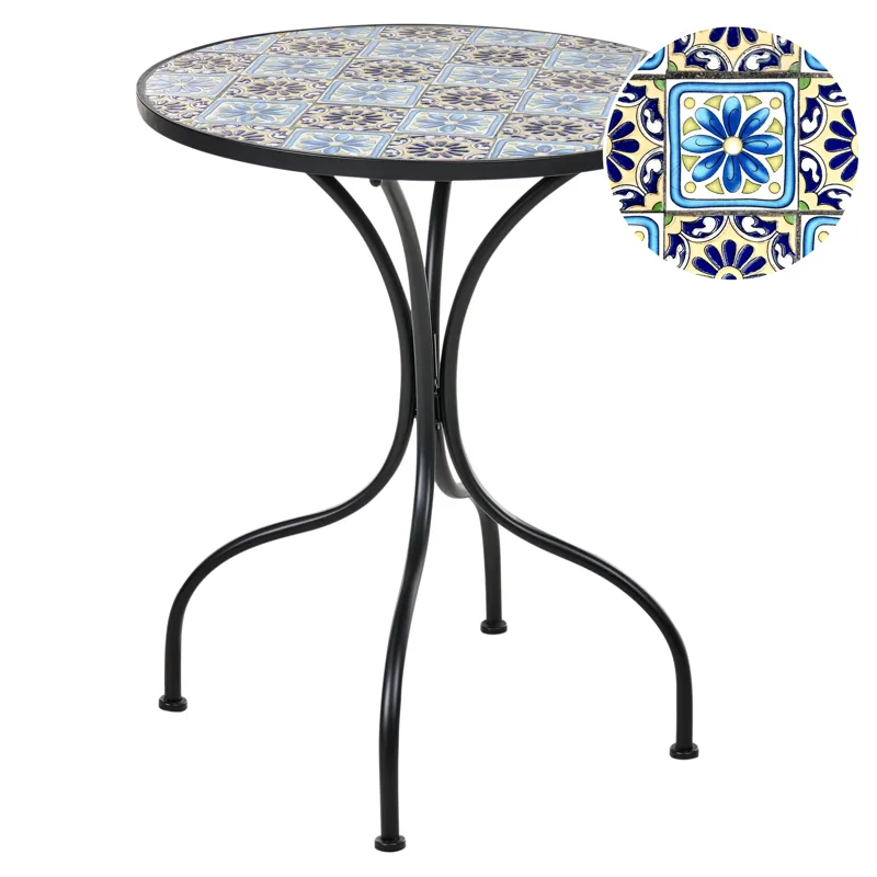 Bistrobord utendørs Aggius 60 cm Jern, Svart/Blå