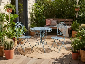 Bistrobord utendørs Albinia 70 cm Jern - Blå - Hagemøbler & utemiljø - Balkong & terrasse - Balkongmøbler - Balkongbord