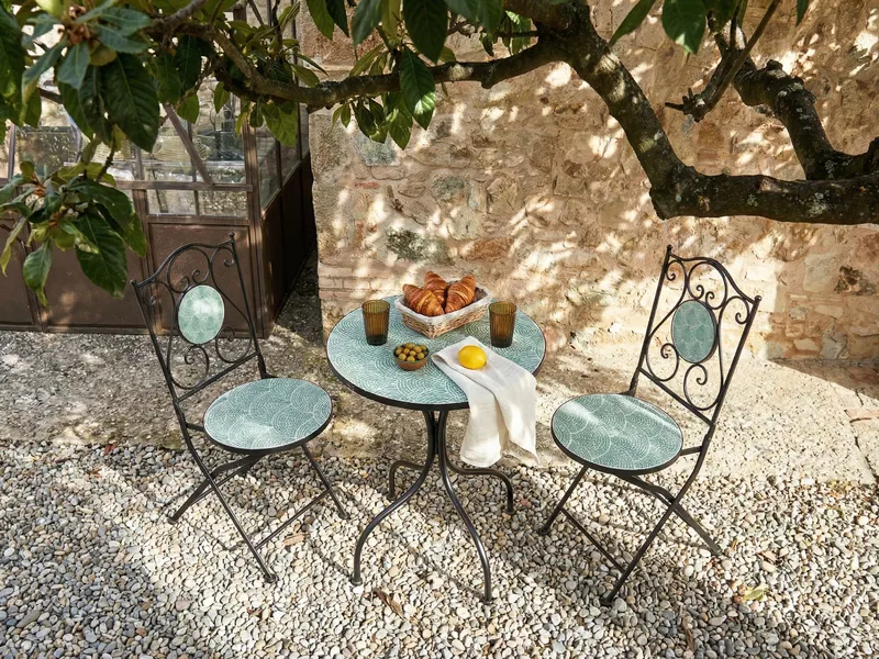 Bistrobord utendørs Anapo 60 cm Jern - Svart/grønn - Hagemøbler & utemiljø - Balkong & terrasse - Balkongmøbler - Balkongbord