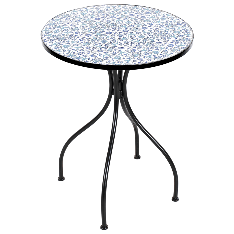 Bistrobord utendørs Chapeco 60 cm Jern - Svart/blå/hvit - Hagemøbler & utemiljø - Balkong & terrasse - Balkongmøbler - Balkongbord