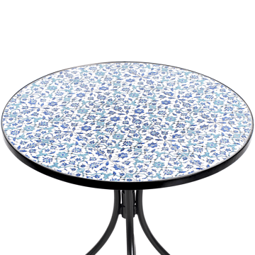 Bistrobord utendørs Chapeco 60 cm Jern - Svart/blå/hvit - Hagemøbler & utemiljø - Balkong & terrasse - Balkongmøbler - Balkongbord