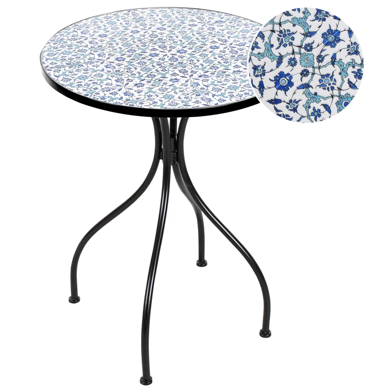 Bistrobord utendørs Chapeco 60 cm Jern, Svart/blå/hvit