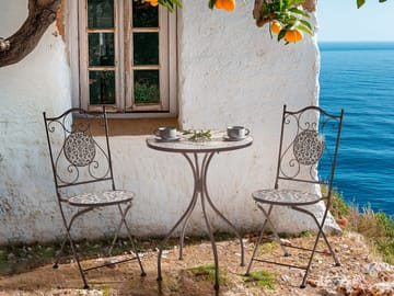 Bistrobord utendørs Chapeco 60 cm Jern - Svart/blå/hvit - Hagemøbler & utemiljø - Balkong & terrasse - Balkongmøbler - Balkongbord