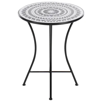 Bistrobord utendørs Comiso 60 cm Jern - Svart/Hvit - Hagemøbler & utemiljø - Balkong & terrasse - Balkongmøbler - Balkongbord