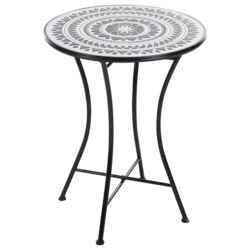 Bistrobord utendørs Comiso 60 cm Jern - Svart/Hvit - Hagemøbler & utemiljø - Balkong & terrasse - Balkongmøbler - Balkongbord