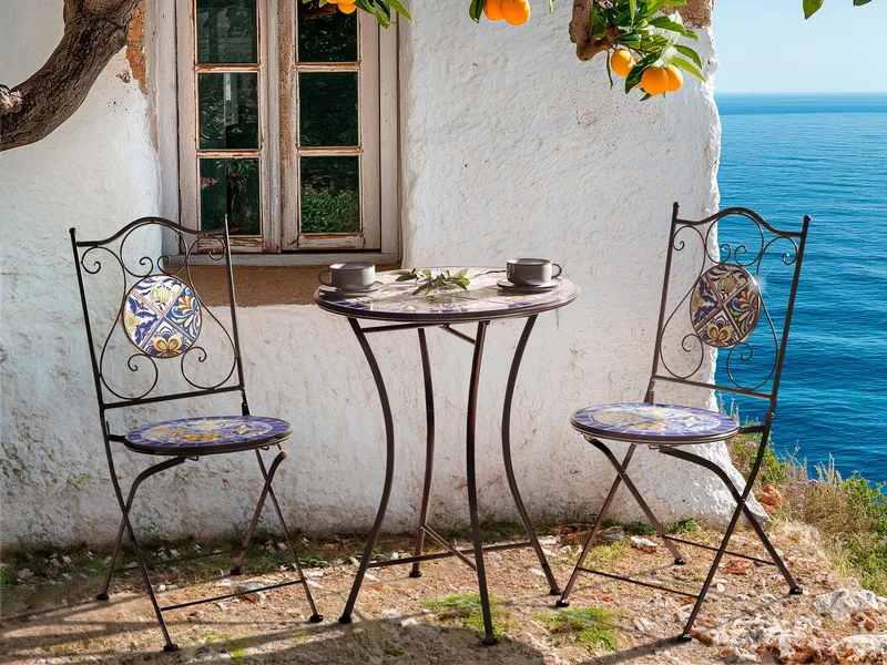 Bistrobord utendørs Coriano 60 cm Jern - Svart/Blå - Hagemøbler & utemiljø - Balkong & terrasse - Balkongmøbler - Balkongbord