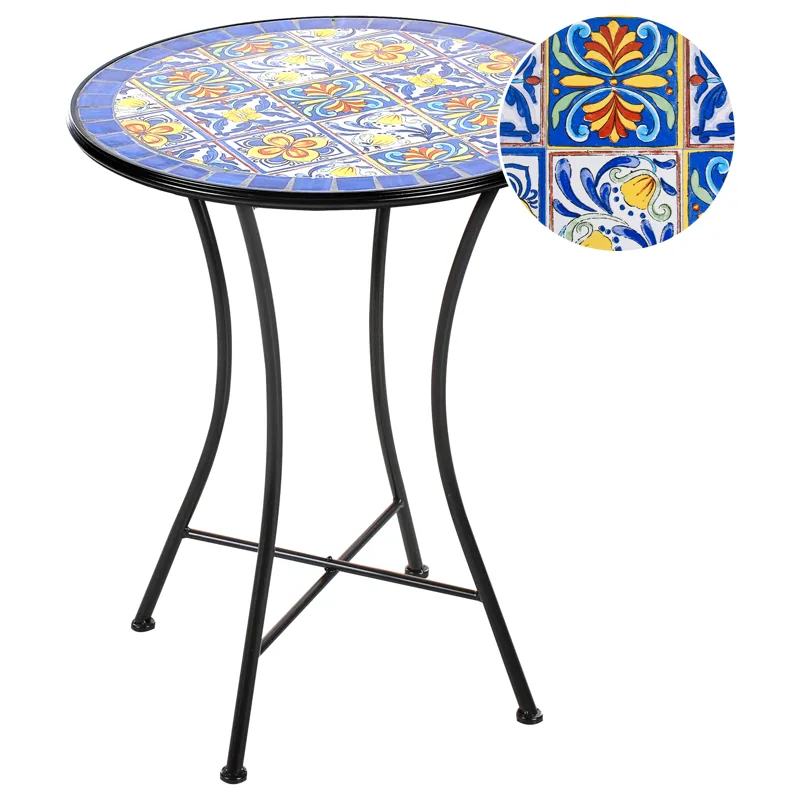 Bistrobord utendørs Coriano 60 cm Jern, Svart/Blå