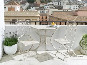 Bistrobord utendørs Juina 80 cm Jern - Beige - Hagemøbler & utemiljø - Balkong & terrasse - Balkongmøbler - Balkongbord