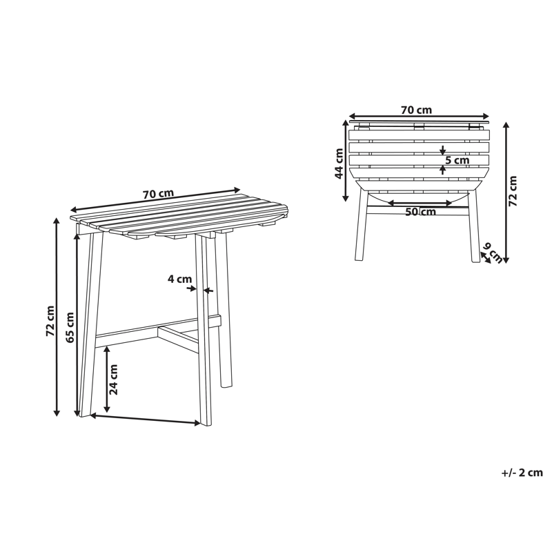 Bistrobord utendørs Osigo 4470 cm akasietre - Brun - Hagemøbler & utemiljø - Balkong & terrasse - Balkongmøbler - Balkongbord