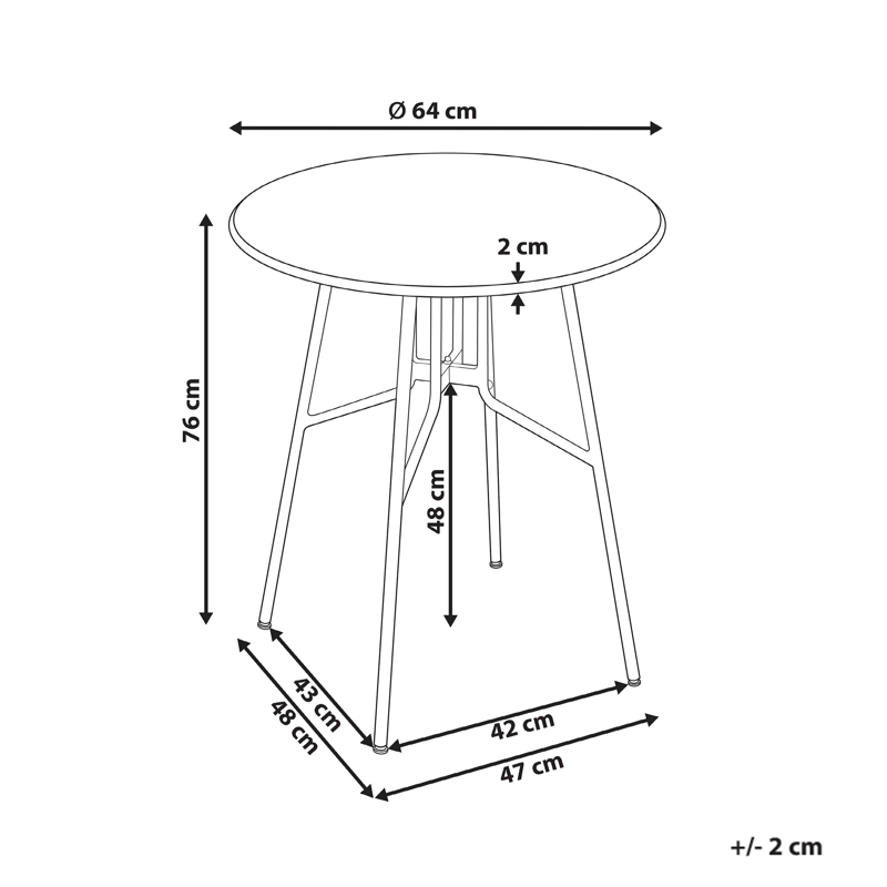Bistrobord utendørs Taltal 64 cm - Svart - Hagemøbler & utemiljø - Balkong & terrasse - Balkongmøbler - Balkongbord