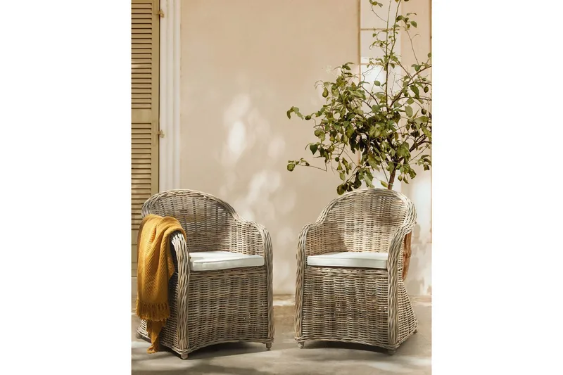 Fåtölj Beliani Susua Ii set om 2 Ljusbeige - Hagemøbler & utemiljø - Balkong & terrasse - Balkongmøbler - Balkongstoler