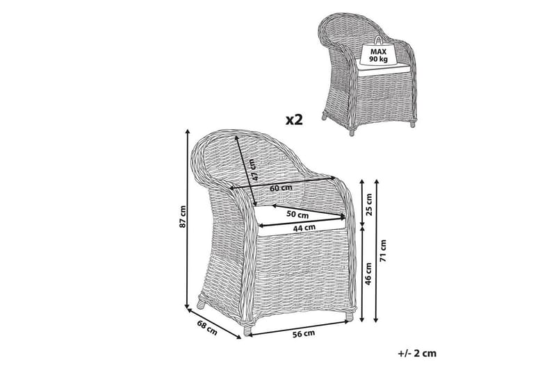 Fåtölj Beliani Susua Ii set om 2 Ljusbeige - Hagemøbler & utemiljø - Balkong & terrasse - Balkongmøbler - Balkongstoler