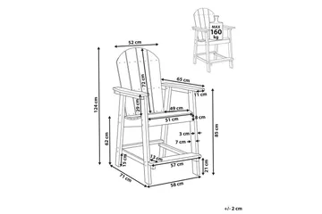 Hagestol Adirondack - Rød, 58x71x124 cm - Hagemøbler & utemiljø - Balkong & terrasse - Balkongmøbler - Balkongstoler