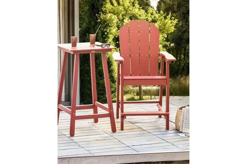 Hagestol Adirondack - Rød, 58x71x124 cm - Hagemøbler & utemiljø - Balkong & terrasse - Balkongmøbler - Balkongstoler