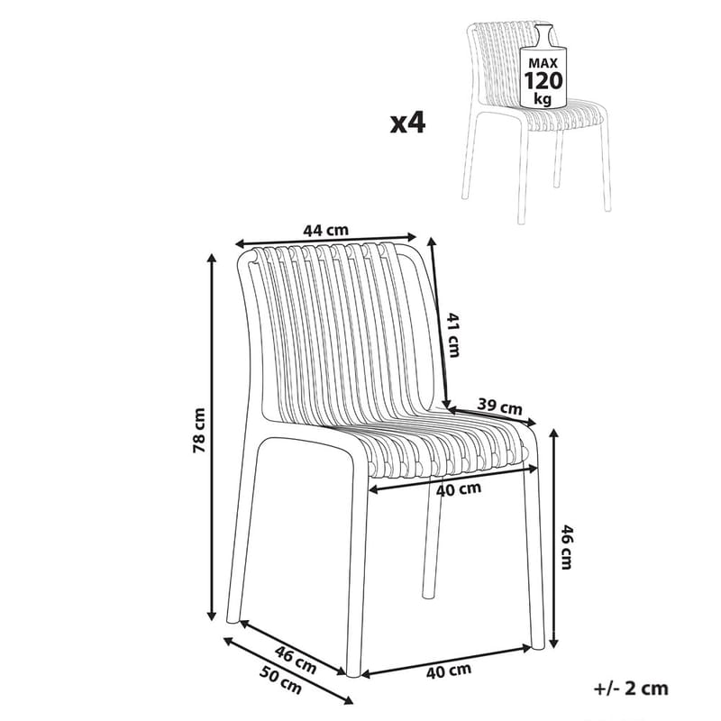 Hagestol Ariccia 4-pakning - Svart - Hagemøbler & utemiljø - Balkong & terrasse - Balkongmøbler - Balkongstoler