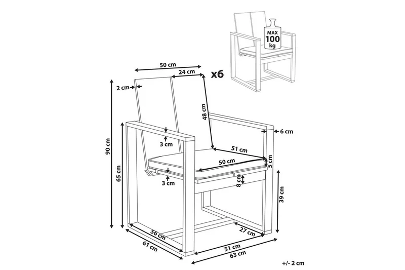 Hagestol Azzanello sett av 6 - Hagemøbler & utemiljø - Balkong & terrasse - Balkongmøbler - Balkongstoler