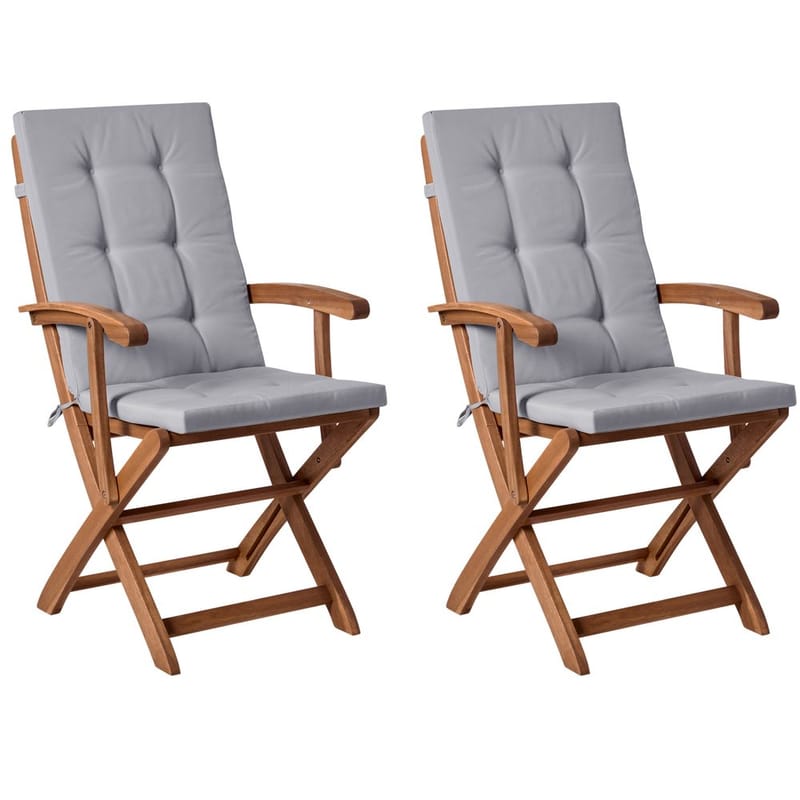 Hagestol Maui Premium 2-pakning, Lyst tre, lysegrå
