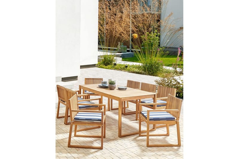 Hagestol Sassari II - Lyst tre, blå, hvit - Hagemøbler & utemiljø - Balkong & terrasse - Balkongmøbler - Balkongstoler