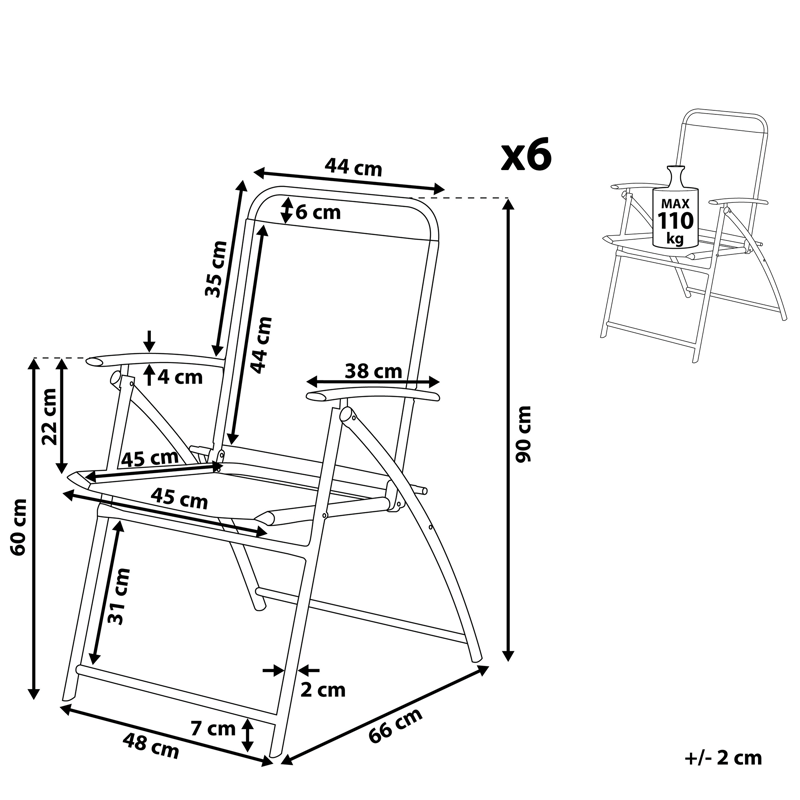 Hagestol sett av 6 Livo - Hagemøbler & utemiljø - Balkong & terrasse - Balkongmøbler - Balkongstoler