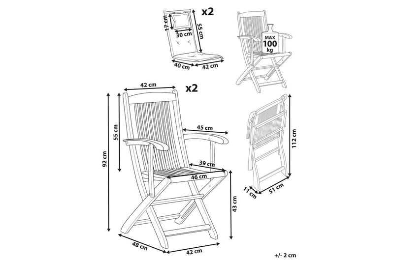 Hagestol sett med 2 Maui II - Lyst tre, blå - Hagemøbler & utemiljø - Balkong & terrasse - Balkongmøbler - Balkongstoler