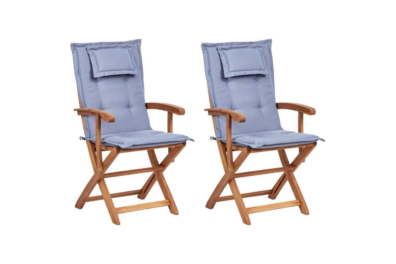 Hagestol sett med 2 Maui II - Lyst tre, blå - Hagemøbler & utemiljø - Balkong & terrasse - Balkongmøbler - Balkongstoler