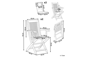 Hagestol sett med 2 Maui II - Lyst tre, off-white - Hagemøbler & utemiljø - Balkong & terrasse - Balkongmøbler - Balkongstoler