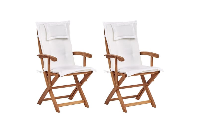 Hagestol sett med 2 Maui II, Lyst tre, off-white