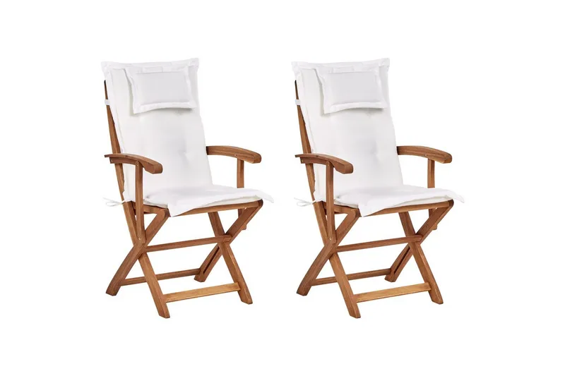 Hagestol sett med 2 Maui II, Lyst tre, off-white