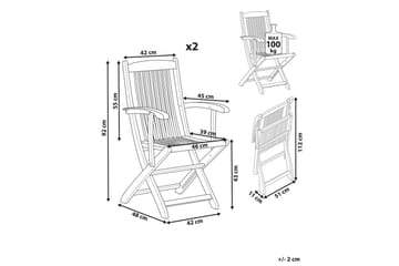 Hagestol sett med 2 Maui II - Lyst tre - Hagemøbler & utemiljø - Balkong & terrasse - Balkongmøbler - Balkongstoler